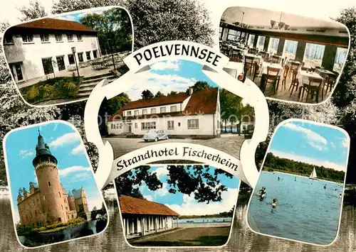 AK / Ansichtskarte Nettetal Strandhotel Fischerheim Poelvennsee Gaststube Seepartie Schloss Nettetal
