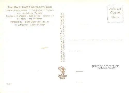 AK / Ansichtskarte Hindelang Konditorei Cafe Hirschbachwinkel Hindelang