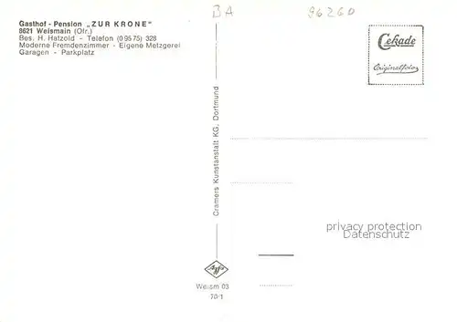 AK / Ansichtskarte Weismain Gasthof Pension Zur Krone  Weismain