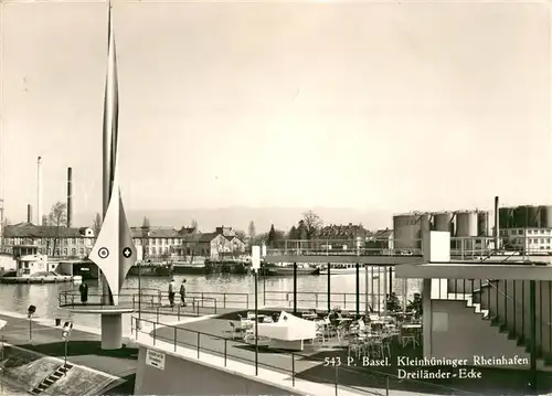 AK / Ansichtskarte Basel_BS Kleinhueninger Rheinhafen Dreilaender Ecke Basel_BS