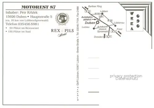 AK / Ansichtskarte Duben Motorest 87 Restaurant Duben