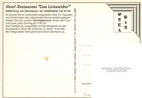 AK / Ansichtskarte Burg_Spreewald Hotel Restaurant zum Leineweber Burg Spreewald