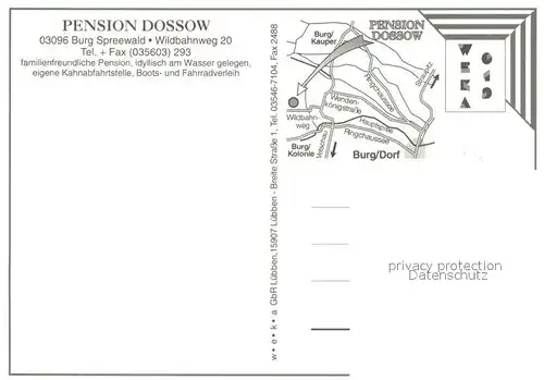AK / Ansichtskarte Burg_Spreewald Pension Dossow Burg Spreewald