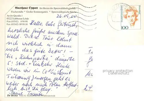 AK / Ansichtskarte Lehde Gasthaus Oppott Lehde