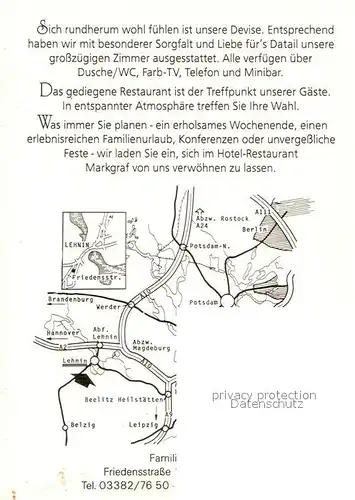 AK / Ansichtskarte Lehnin Hotel Restaurant Markgraf Lehnin
