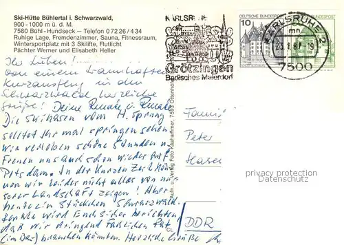 AK / Ansichtskarte Hundseck Skihuette Buehlertal im Schwarzwald Hundseck