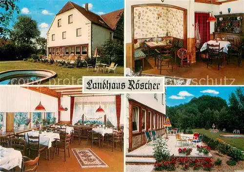 AK / Ansichtskarte Holzhausen_Luebbecke Landhaus Roescher Bauernhof und Pension Restaurant Terrasse Holzhausen Luebbecke