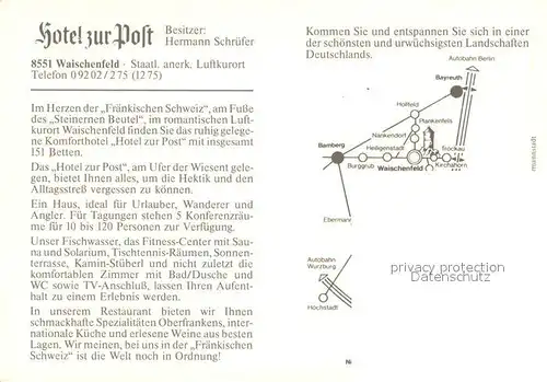 AK / Ansichtskarte Waischenfeld Hotel Zur Post Restaurant Kamin Waischenfeld