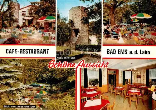 AK / Ansichtskarte Bad_Ems Cafe Restaurant Schoene Aussicht Terrasse Aussichtsturm Bad_Ems