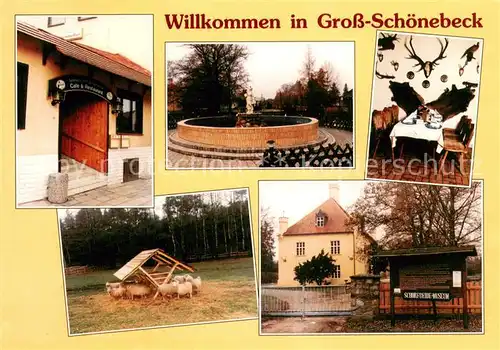 AK / Ansichtskarte Gross_Schoenebeck Gasthaus Zum Weissen Hirsch Brunnen Schafe Gross Schoenebeck