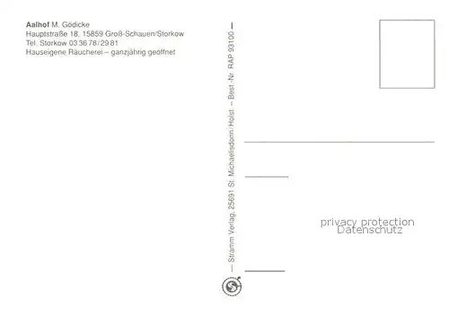 AK / Ansichtskarte Storkow_Mark Aalhof Raeucherei Gaststaette Storkow Mark