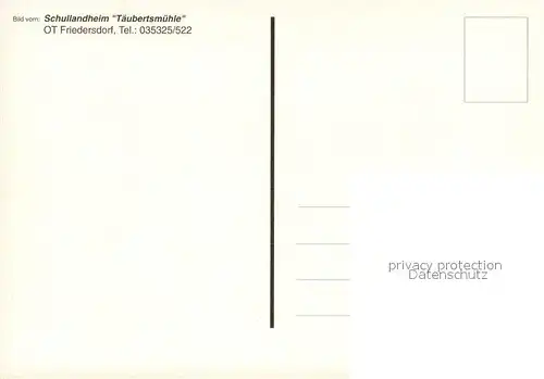 AK / Ansichtskarte Friedersdorf_Finsterwalde Schullandheim Taeubertsmuehle 