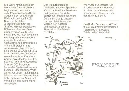 AK / Ansichtskarte Weihersmuehle_Weismain Gasthof Pension Forelle Weihersmuehle_Weismain