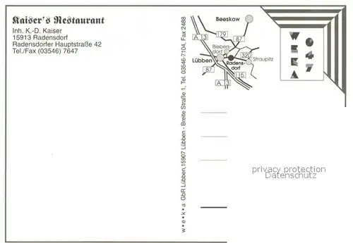 AK / Ansichtskarte Radensdorf_Spreewald Kaiser s Restaurant Radensdorf Spreewald