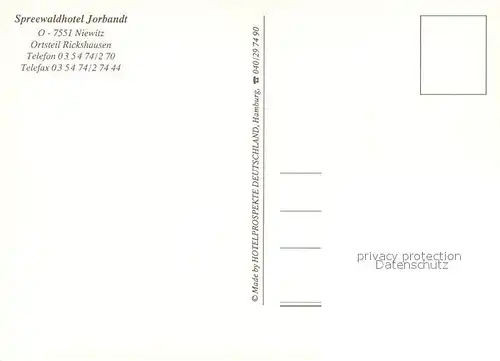 AK / Ansichtskarte Niewitz Spreewaldhotel Jorbandt Foyer Fremdenzimmer Wasserstrasse Natur Niewitz