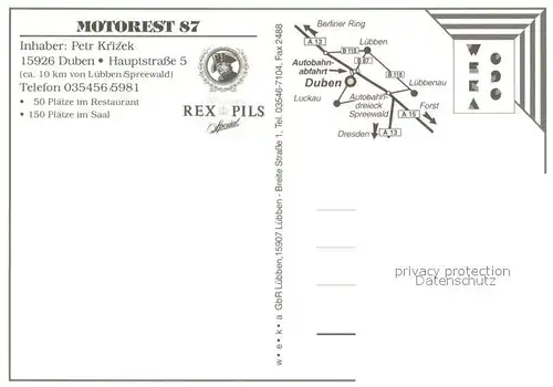 AK / Ansichtskarte Duben Motorest B 87 Restaurant Kirche Duben