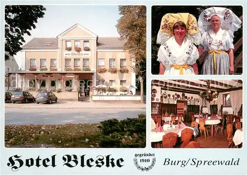 AK / Ansichtskarte Burg_Spreewald Hotel Bleske Restaurant Trachten Burg Spreewald