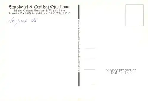 AK / Ansichtskarte Waschleithe Landhotel und Gasthof Osterlamm Restaurant Minigolf Waschleithe