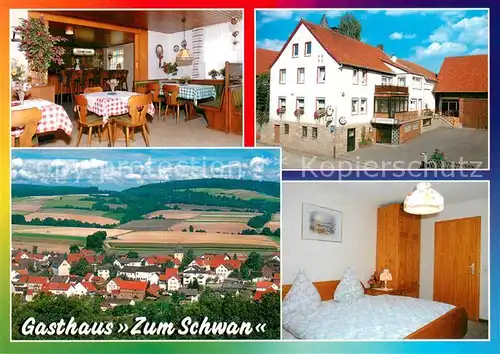 AK / Ansichtskarte Niederjossa Gasthaus Zum Schwan Restaurant Fremdenzimmer Stadtpanorama Niederjossa