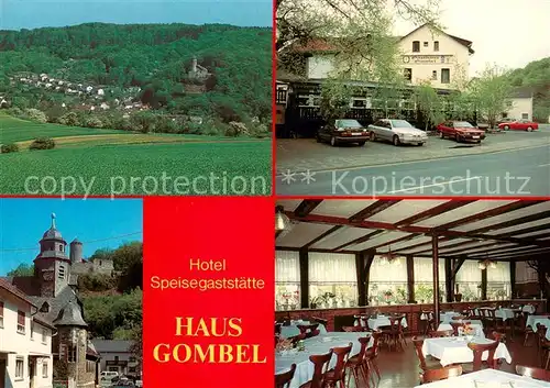 AK / Ansichtskarte Philippstein Hotel Restaurant Haus Gombel Panorama Blick ueber die Felder Philippstein