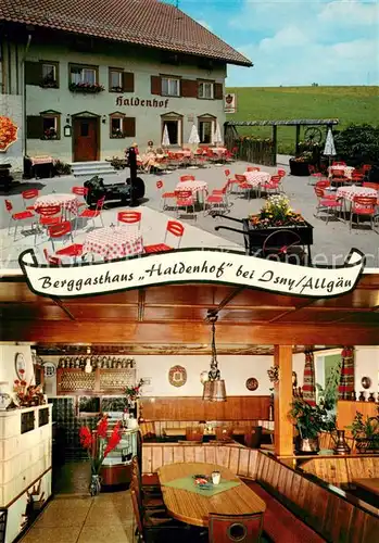 AK / Ansichtskarte Isny_Allgaeu Berggasthof Haldenhof Restaurant Terrasse Isny Allgaeu