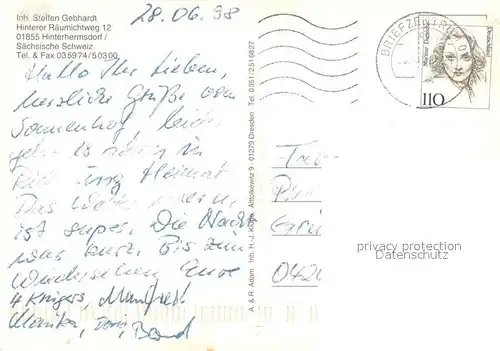 AK / Ansichtskarte Hinterhermsdorf Hotel und Gaststaette Sonnenhof Restaurant Fremdenzimmer Hinterhermsdorf