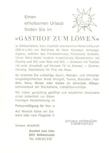 AK / Ansichtskarte Goessweinstein Gasthof zum Loewen Goessweinstein
