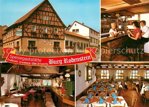 AK / Ansichtskarte Fraenkisch Crumbach Speisegaststaette Burg Rodenstein Restaurant Theke Fraenkisch Crumbach