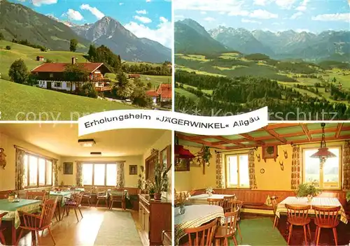 AK / Ansichtskarte Unterthalhofen_Allgaeu Erholungsheim Jaegerwinkel Restaurant Landschaftspanorama Allgaeuer Alpen Unterthalhofen Allgaeu