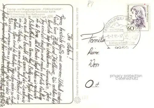 AK / Ansichtskarte Ussenburg Tagungs  und Begegnunsstaette Forggenhof Restaurant Kaminecke Hallenbad Ussenburg