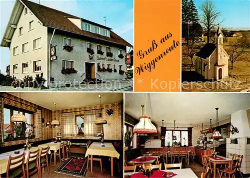 AK / Ansichtskarte Wiggenreute Gasthaus zum gruenen Baum Gaststube Kirche Wiggenreute