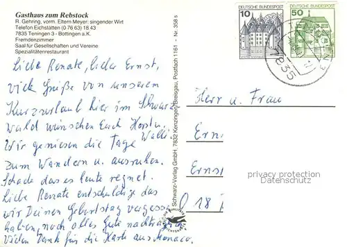 AK / Ansichtskarte Bottingen Gasthaus zum Rebstock Restaurant Bottingen