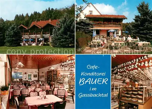 AK / Ansichtskarte Grasellenbach Cafe Konditorei Bauer Gastraum Terrasse Verkaufstheke Grasellenbach