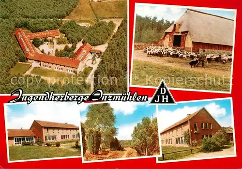 AK / Ansichtskarte Inzmuehlen Jugendherberge Nordheide Schafstall Fliegeraufnahme Inzmuehlen