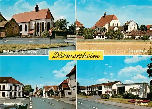 AK / Ansichtskarte Durmersheim Bickesheimer Kirche Bickesheim Hauptstrasse Rathaus Durmersheim