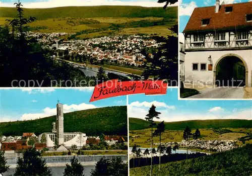 AK / Ansichtskarte Faulbach_Unterfranken Panorama Stadttor Kirche  Faulbach Unterfranken