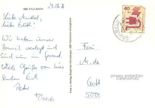 AK / Ansichtskarte Faulbach_Unterfranken Panorama Stadttor Kirche  Faulbach Unterfranken