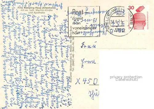 AK / Ansichtskarte Buer_Wiehengebirge Fritz Kamping Haus mit ev luth Martini Kirche und Apotheke Buer Wiehengebirge