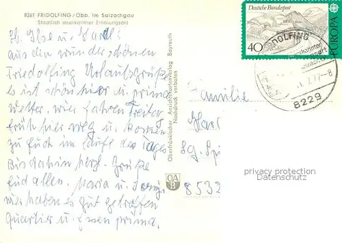 AK / Ansichtskarte Fridolfing Kirchen Seerosenteich Ortspartie Fridolfing