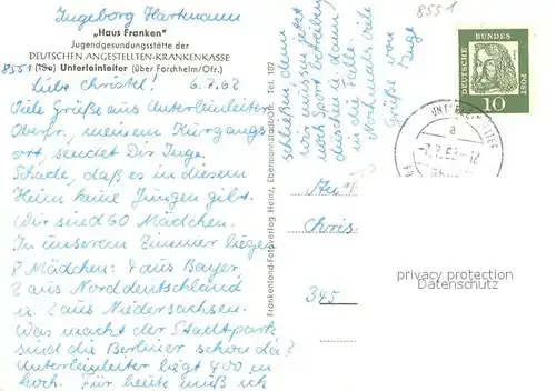 AK / Ansichtskarte Unterleinleiter Haus Franken Jugendgesundungsstaette der DAK Unterleinleiter