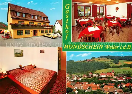 AK / Ansichtskarte Weiler_Schwaebisch_Gmuend Gasthof Mondschein am Fusse des Hornbergs Restaurant Fremdenzimmer Panorama Weiler_Schwaebisch_Gmuend