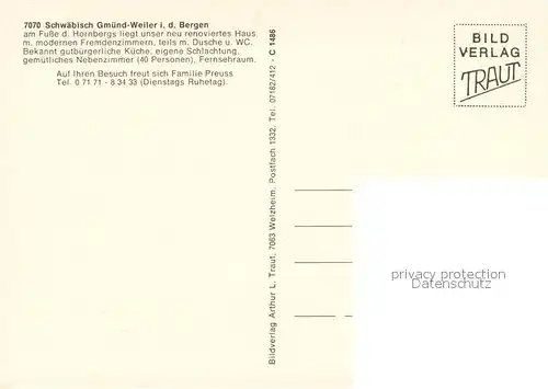 AK / Ansichtskarte Weiler_Schwaebisch_Gmuend Gasthof Mondschein am Fusse des Hornbergs Restaurant Fremdenzimmer Panorama Weiler_Schwaebisch_Gmuend