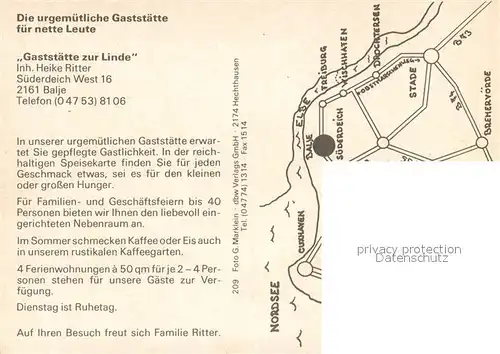 AK / Ansichtskarte Balje Gaststaette zur Linde Restaurant Terrasse Balje