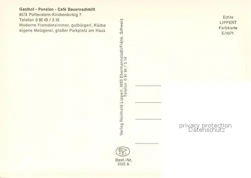 AK / Ansichtskarte Kirchenbirkig Gasthof Pension Cafe Bauernschmitt Kirchenbirkig