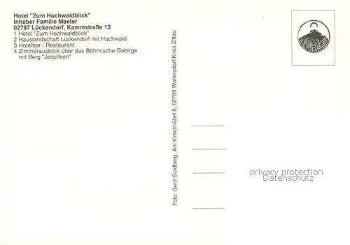 AK / Ansichtskarte Lueckendorf Hotel Zum Hochwaldblick Hotelbar Restaurant Hochwald Landschaftspanorama Boehmisches Gebirge Berg Jeschke Lueckendorf