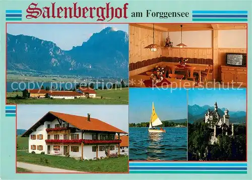 AK / Ansichtskarte Osterreinen_Forggensee Salenberghof Urlaub auf dem Bauernhof Ferienwohnungen Alpen Schloss Neuschwanstein Osterreinen_Forggensee