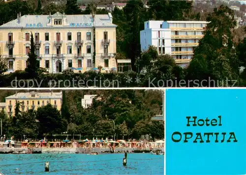 AK / Ansichtskarte Opatija_Istrien Hotel Opatija Ansicht vom Meer aus Strand Opatija_Istrien