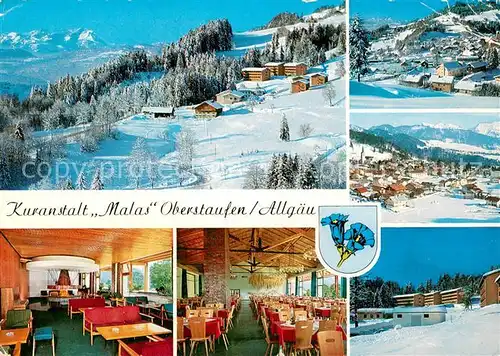 AK / Ansichtskarte Oberstaufen Kuranstalt Malas Hotel Restaurant Wintersportplatz Allgaeuer Alpen Oberstaufen