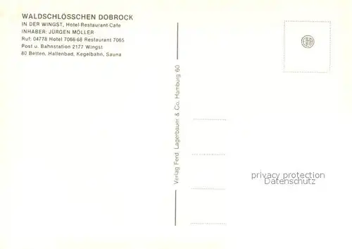 AK / Ansichtskarte Wingst Waldschloesschen Dobrock Restaurant Terrasse Hallenbad Wingst