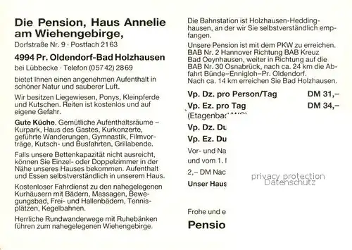 AK / Ansichtskarte Bad_Holzhausen_Luebbecke Pension Haus Annelie am Wiehengebirge Bad_Holzhausen_Luebbecke